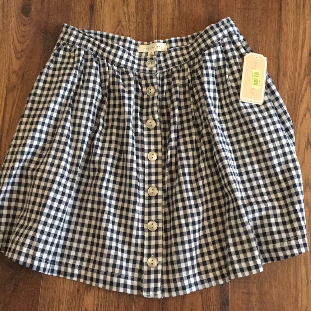 Gingham Button Skirt